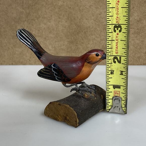 Vtg Mini Hand Painted Carved Wooden Finch Bird Figure Sculpture Folk Art - Picture 6 of 11